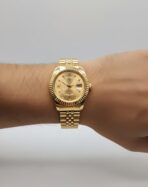 ​Premium Luxury Gold-Tone Automatic Watch for Men – Classic Fluted Bezel with Jubilee Bracelet and Diamond-Studded Dial - Image 2