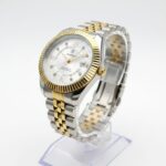 ​Elegant Two-Tone Luxury Watch – Turquoise Blue Dial with Fluted Bezel & Jubilee Bracelet