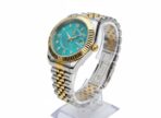​Elegant Two-Tone Luxury Watch – Turquoise Blue Dial with Fluted Bezel & Jubilee Bracelet