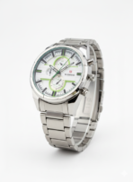 BAMINGBENG Sporty Chronograph – Silver Steel with Lime Green Accents