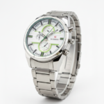 BAMINGBENG Sporty Chronograph – Silver Steel with Lime Green Accents