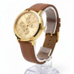 Hublot Classic Elegance: Golden Chronograph with Premium Tan Leather Strap