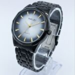 Halei Luxury Matte Black Faceted Watch – Elegant Gradient Dial for Men